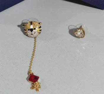 Swarovski Tiger Zodiac Crystal Drop Earrings Gold view 7