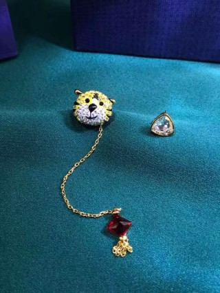 Swarovski Tiger Zodiac Crystal Drop Earrings Gold view 8