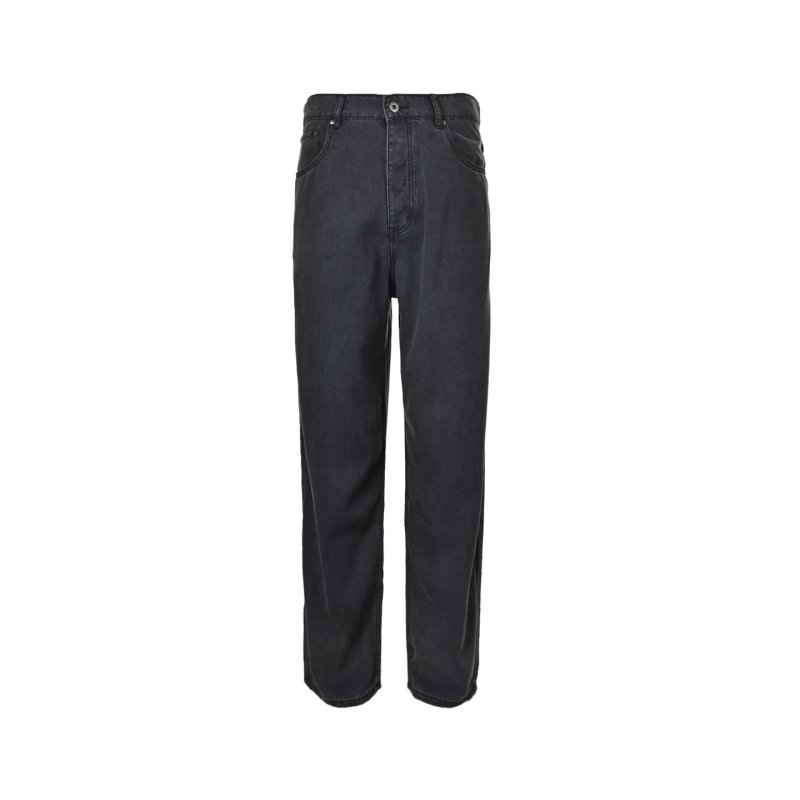 Black Wide-Leg Denim Jeans with Embroidered Logo view