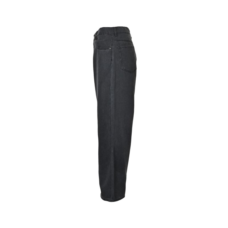 Black Wide-Leg Denim Jeans with Embroidered Logo view