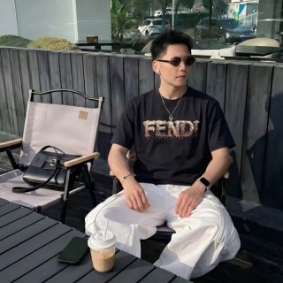 Fendi Gold Logo Black T-Shirt view 3