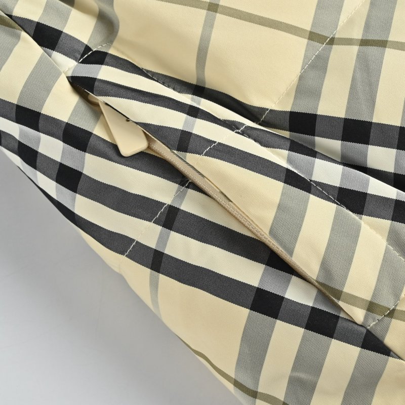 Burberry Checked Puffer Down Jacket - Cream & Black view