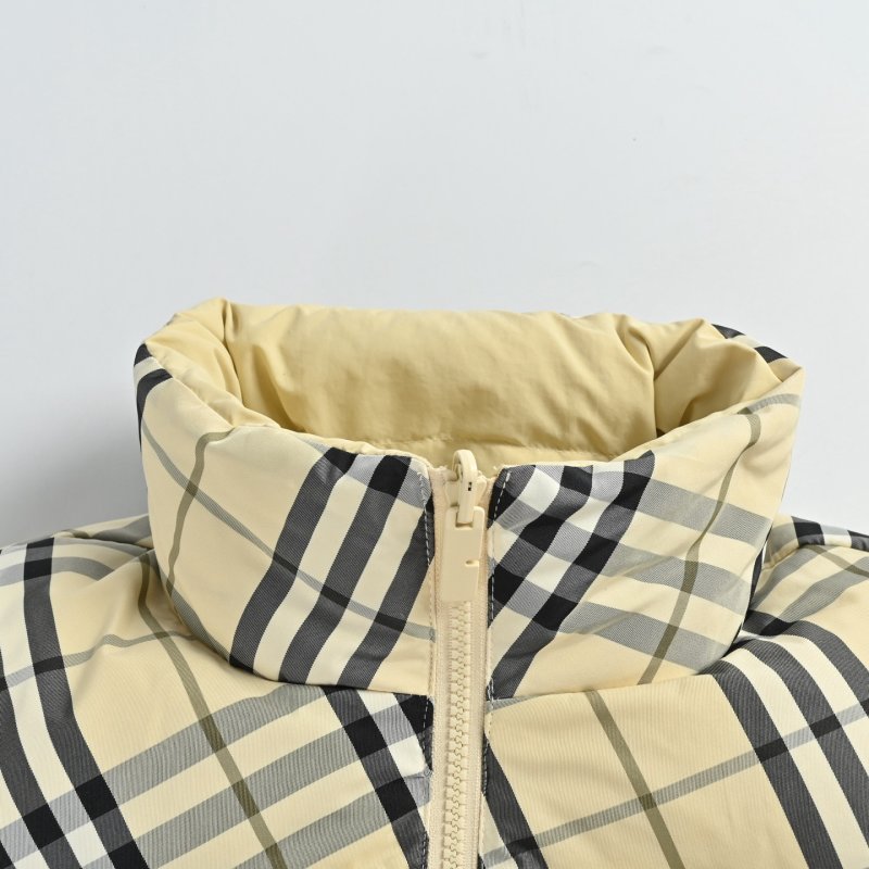 Burberry Checked Puffer Down Jacket - Cream & Black view
