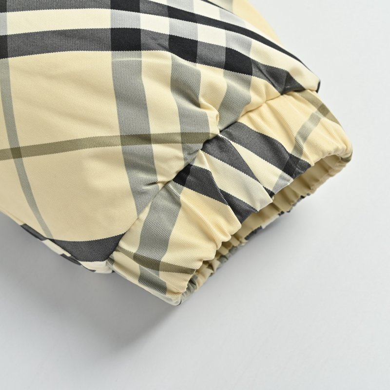 Burberry Checked Puffer Down Jacket - Cream & Black view