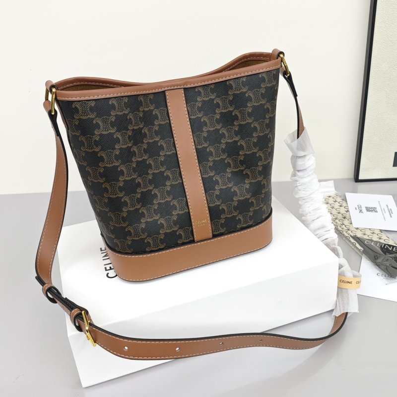 Celine Triomphe Bucket Bag Brown view