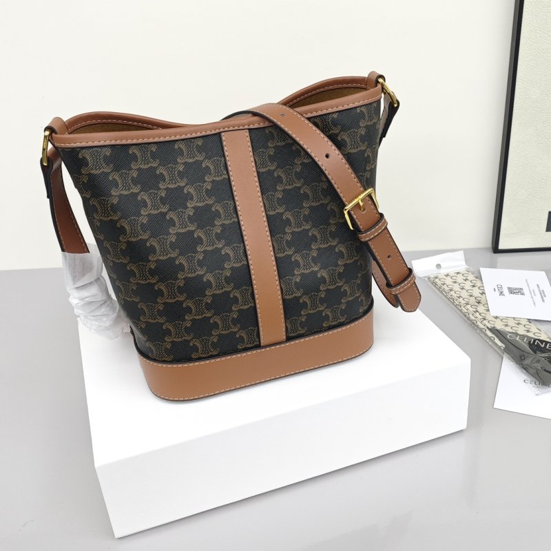 Celine Triomphe Bucket Bag Brown view