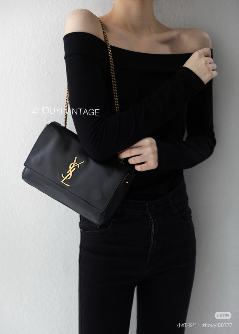 YSL Kate Black Leather Chain Shoulder Bag