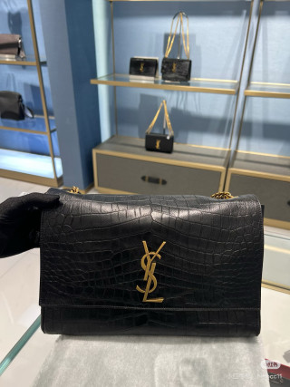 YSL Kate Black Leather Chain Shoulder Bag view 4