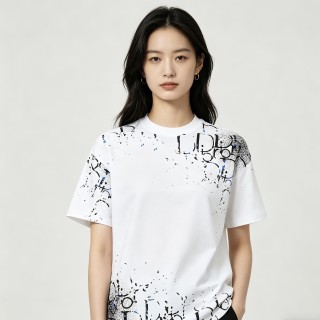 Dior White Splatter Logo Short-Sleeve T-Shirt view 2