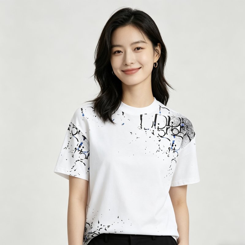 Dior White Splatter Logo Short-Sleeve T-Shirt view