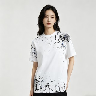 Dior White Splatter Logo Short-Sleeve T-Shirt view 4