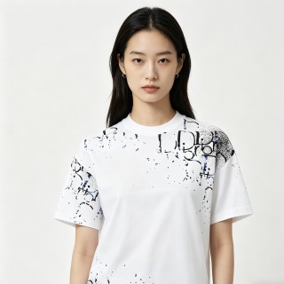 Dior White Splatter Logo Short-Sleeve T-Shirt view 5