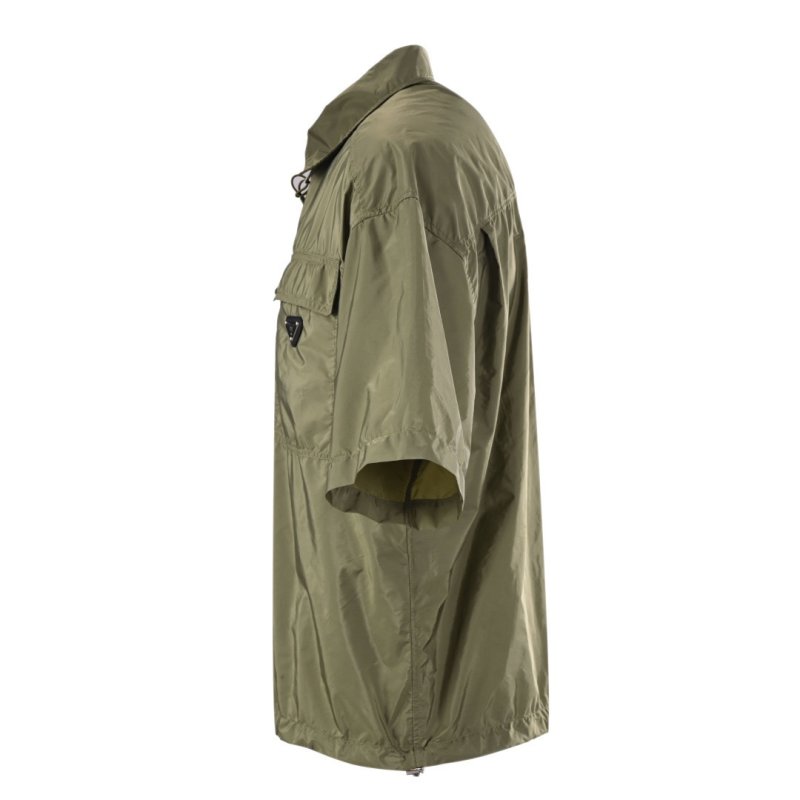 Prada Technical Nylon Short-Sleeve Shirt Jacket Sage Green view