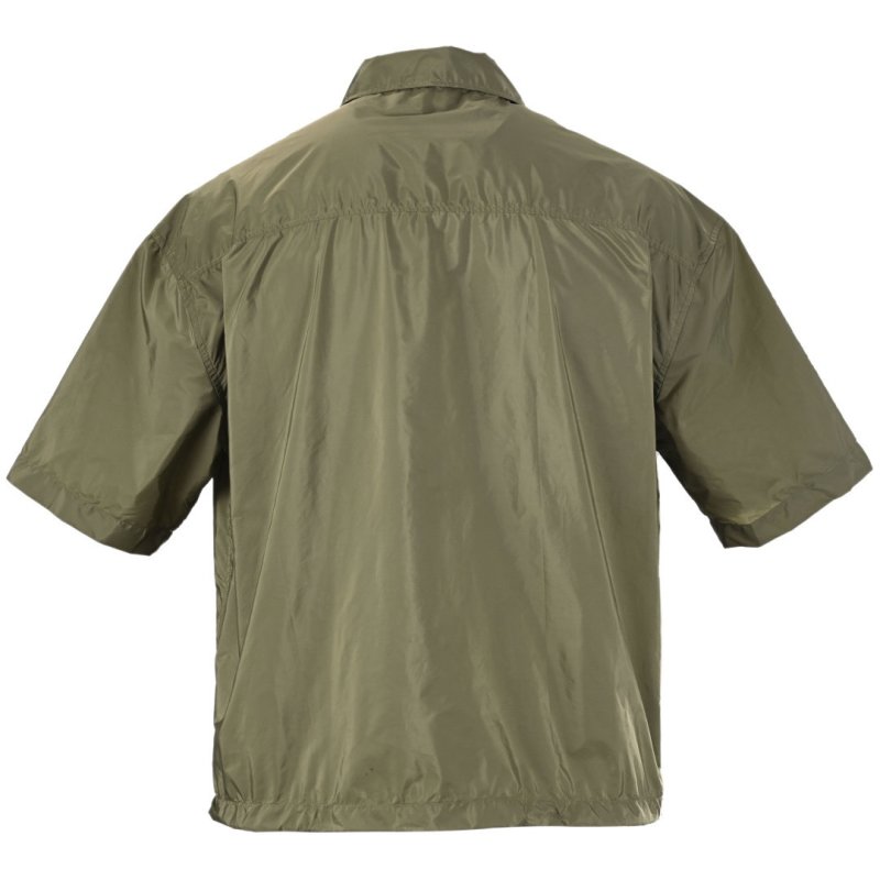 Prada Technical Nylon Short-Sleeve Shirt Jacket Sage Green view