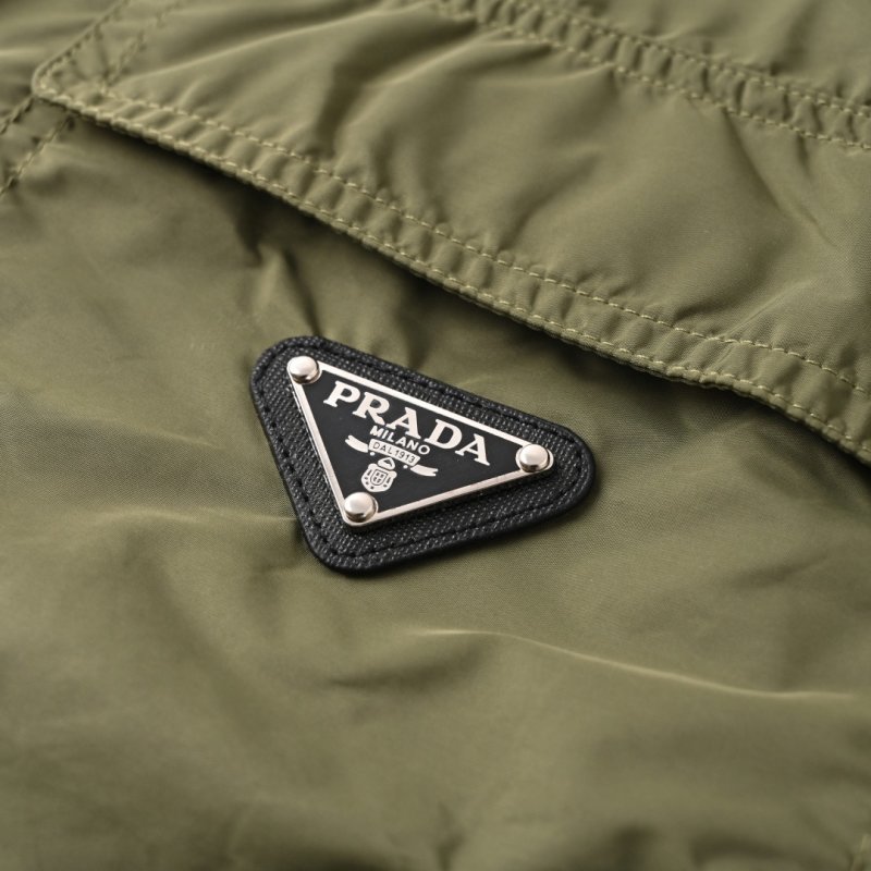 Prada Technical Nylon Short-Sleeve Shirt Jacket Sage Green view