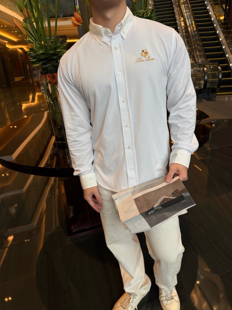Loro Piana White Button-Down Oxford Shirt