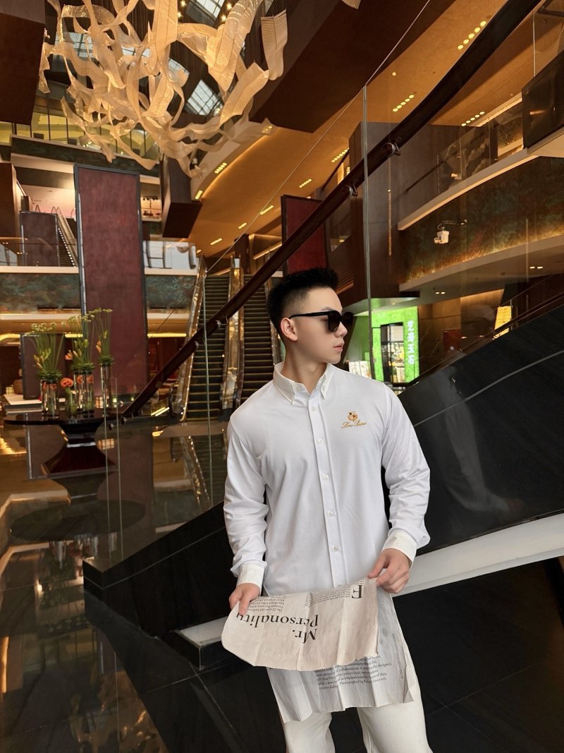 Loro Piana White Button-Down Oxford Shirt view