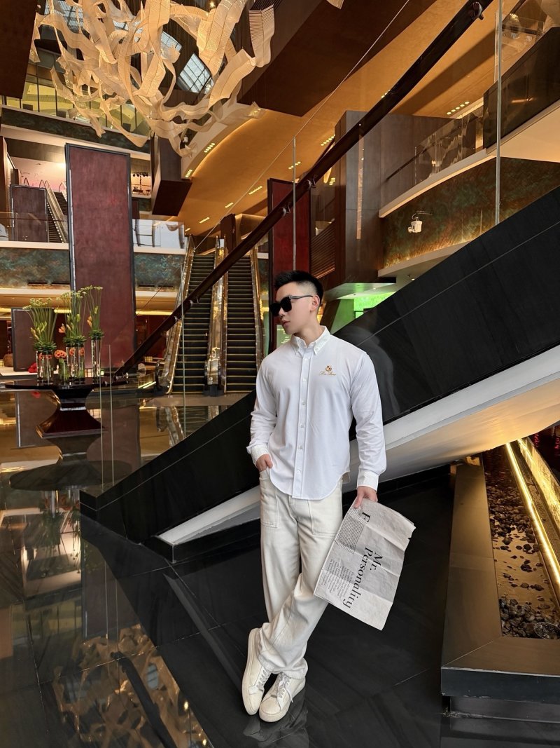 Loro Piana White Button-Down Oxford Shirt view