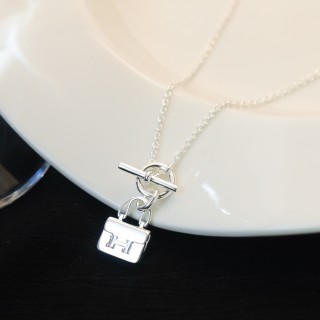 Hermes Constance Bag Charm Toggle Necklace Silver view 2