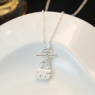 Hermes Constance Bag Charm Toggle Necklace Silver view 4