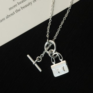 Hermes Constance Bag Charm Toggle Necklace Silver view 7