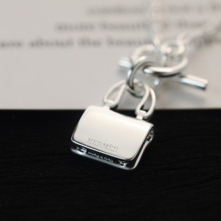 Hermes Constance Bag Charm Toggle Necklace Silver view 8