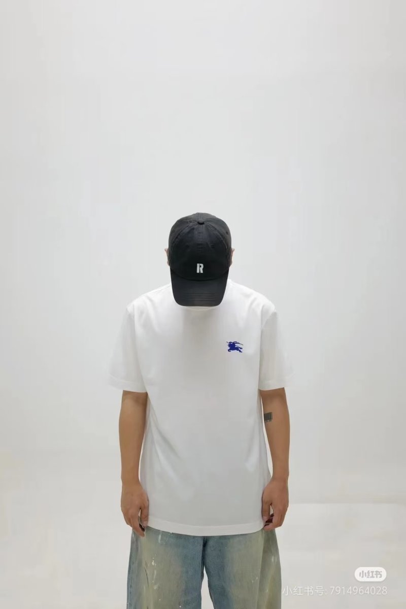 Burberry White T-Shirt with Blue EKD Logo