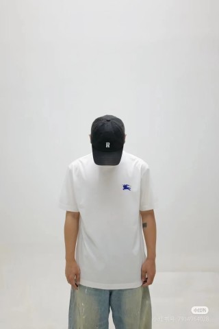 Burberry White T-Shirt with Blue EKD Logo