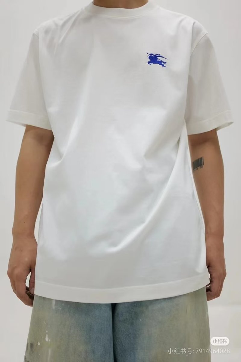 Burberry White T-Shirt with Blue EKD Logo view