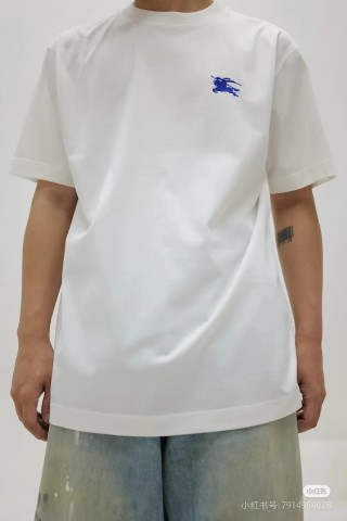 Burberry White T-Shirt with Blue EKD Logo view 2