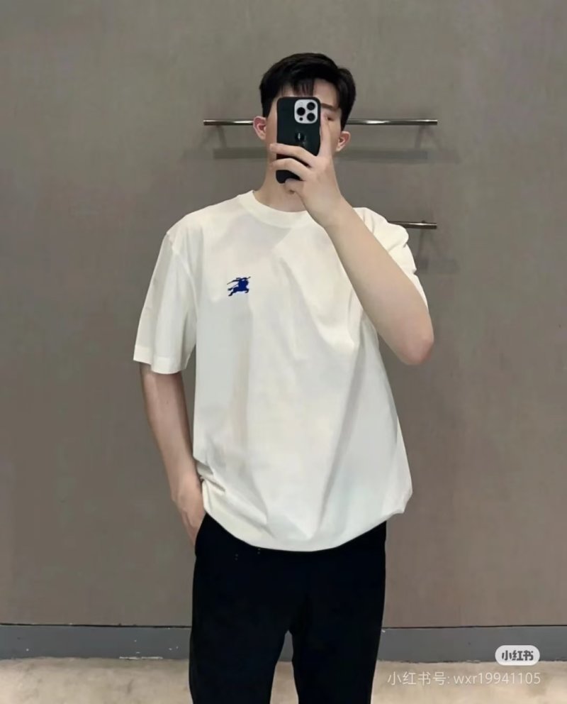 Burberry White T-Shirt with Blue EKD Logo view