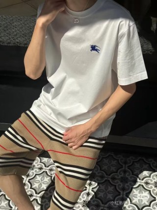 Burberry White T-Shirt with Blue EKD Logo view 5