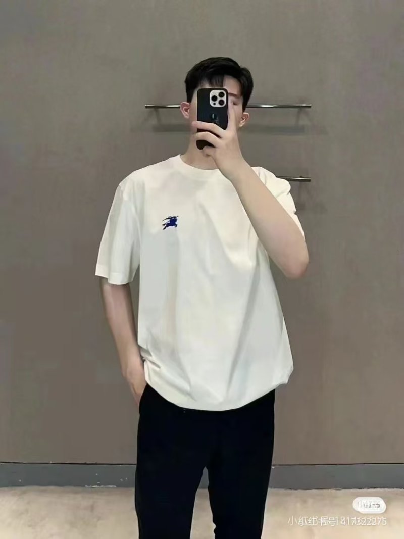 Burberry White T-Shirt with Blue EKD Logo view