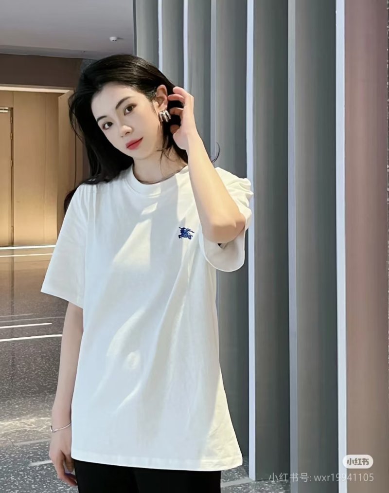 Burberry White T-Shirt with Blue EKD Logo view