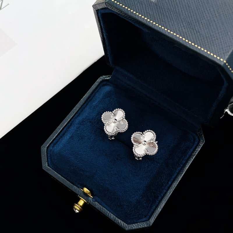 Van Cleef & Arpels Alhambra Four-Leaf Clover Stud Earrings Silver view