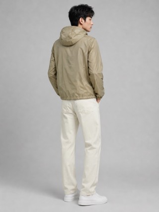 Prada Nylon Hooded Windbreaker Jacket Beige view 6