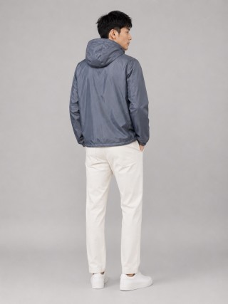 Prada Nylon Hooded Windbreaker Jacket Beige view 9