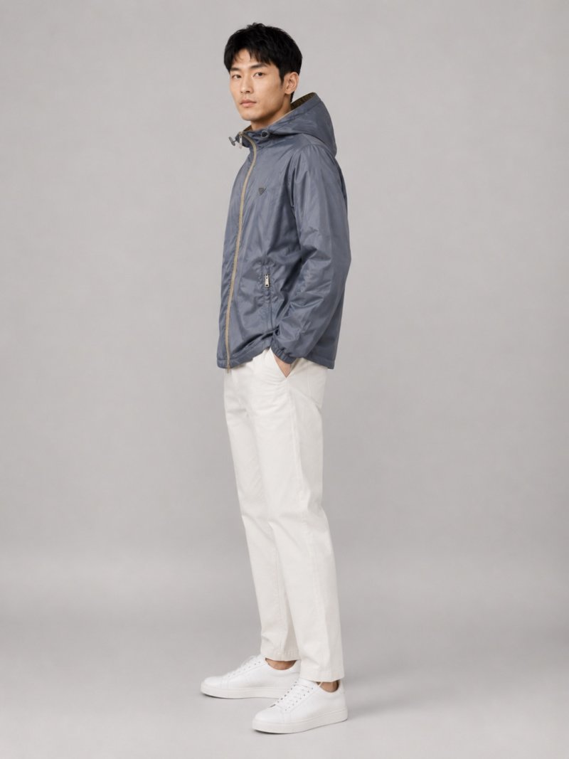 Prada Nylon Hooded Windbreaker Jacket Beige view