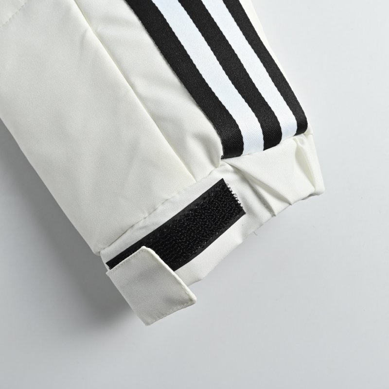 Adidas White Long Puffer Down Jacket with Red Stripe view