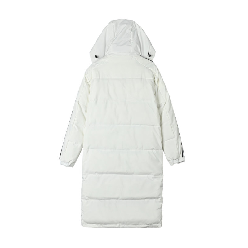 Adidas White Long Puffer Down Jacket with Red Stripe view
