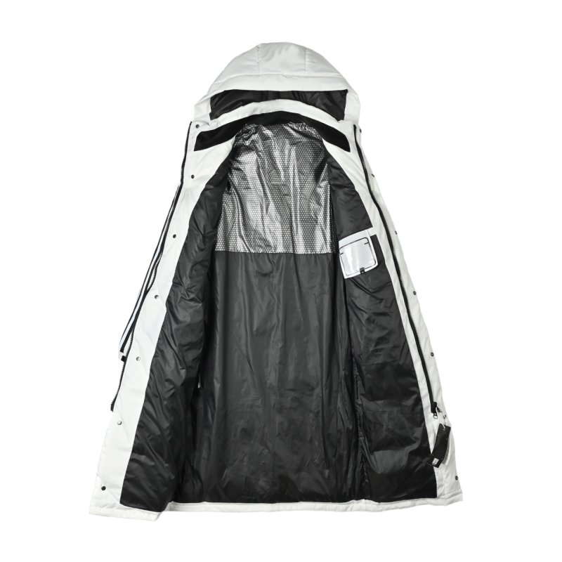 Adidas White Long Puffer Down Jacket with Red Stripe view