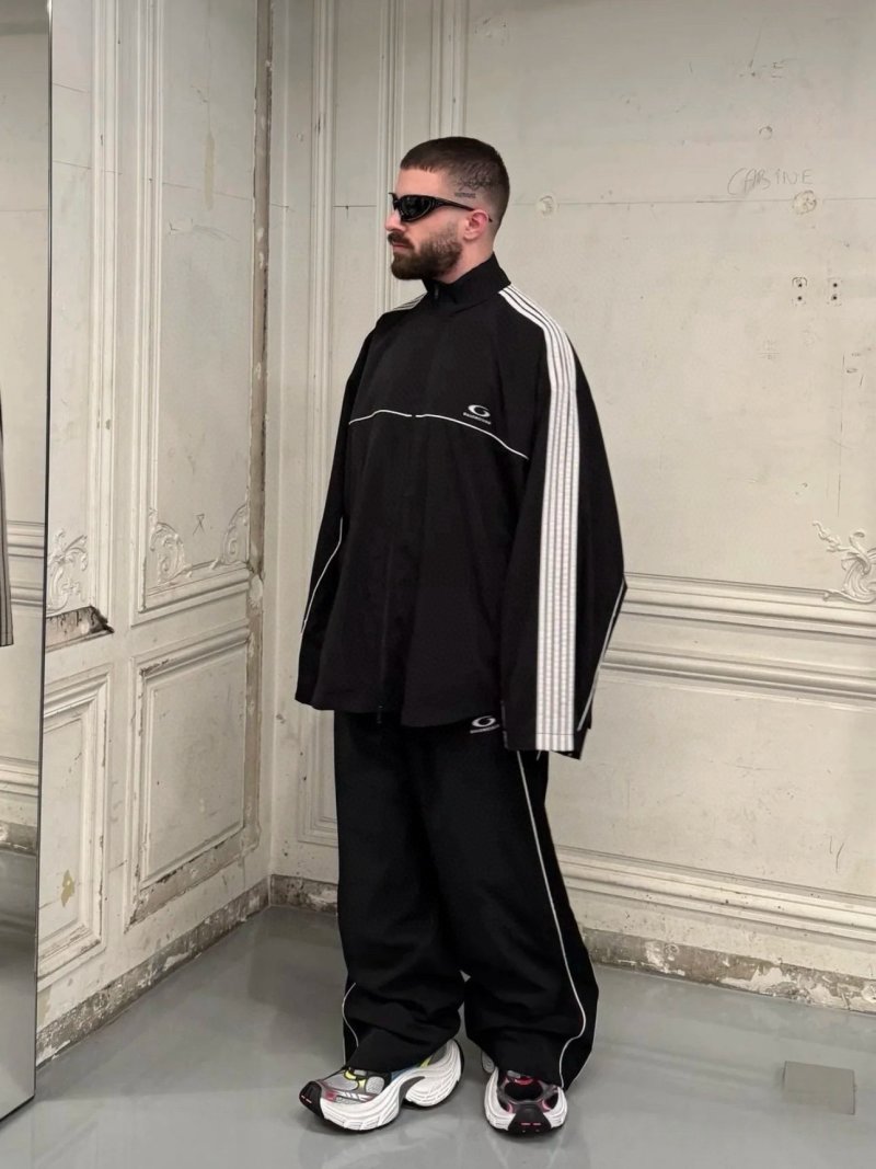 Oakley Black Track Jacket with White Stripe Detail
