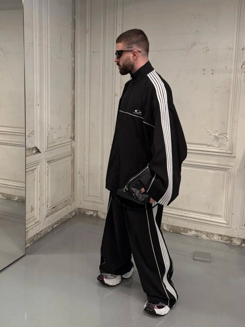 Oakley Black Track Jacket with White Stripe Detail view