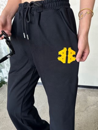 Burberry Black Monogram Logo Jogger Pants