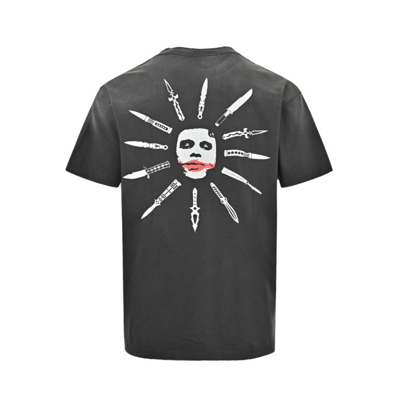 Vintage Graphic Black T-Shirt with Blue Print view