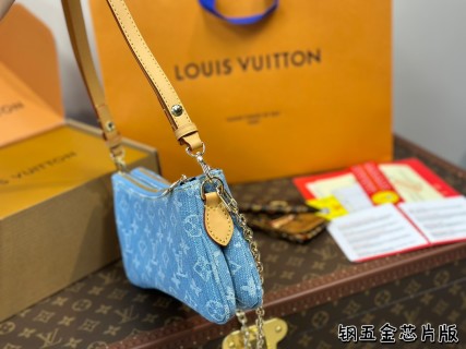 Louis Vuitton Pochette Light Blue Denim Chain Shoulder Bag view 5