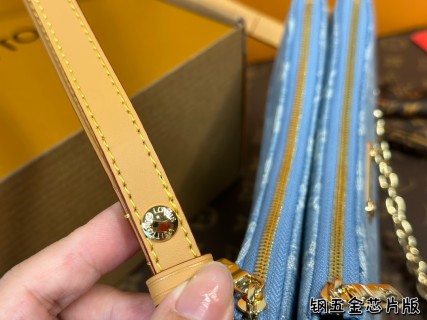 Louis Vuitton Pochette Light Blue Denim Chain Shoulder Bag view 9