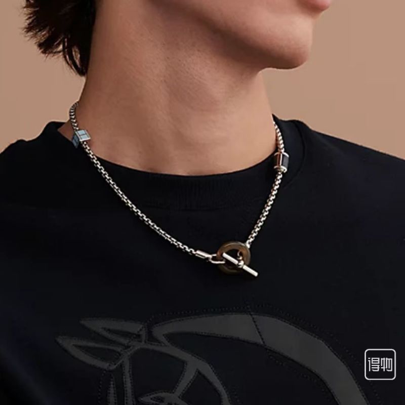 Hermès Meli Melo Buffalo Horn Silver-Tone Chain Necklace