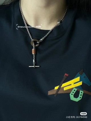 Hermès Meli Melo Buffalo Horn Silver-Tone Chain Necklace view 4