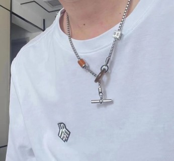 Hermès Meli Melo Buffalo Horn Silver-Tone Chain Necklace view 7